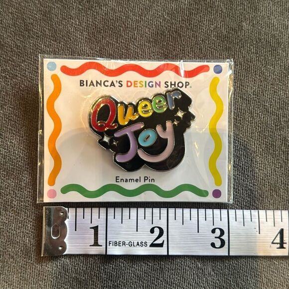 QUEER JOY Colorful Enamel Pin for Pride Events by Bianca’s Design Shop NEW - Picture 2 of 4